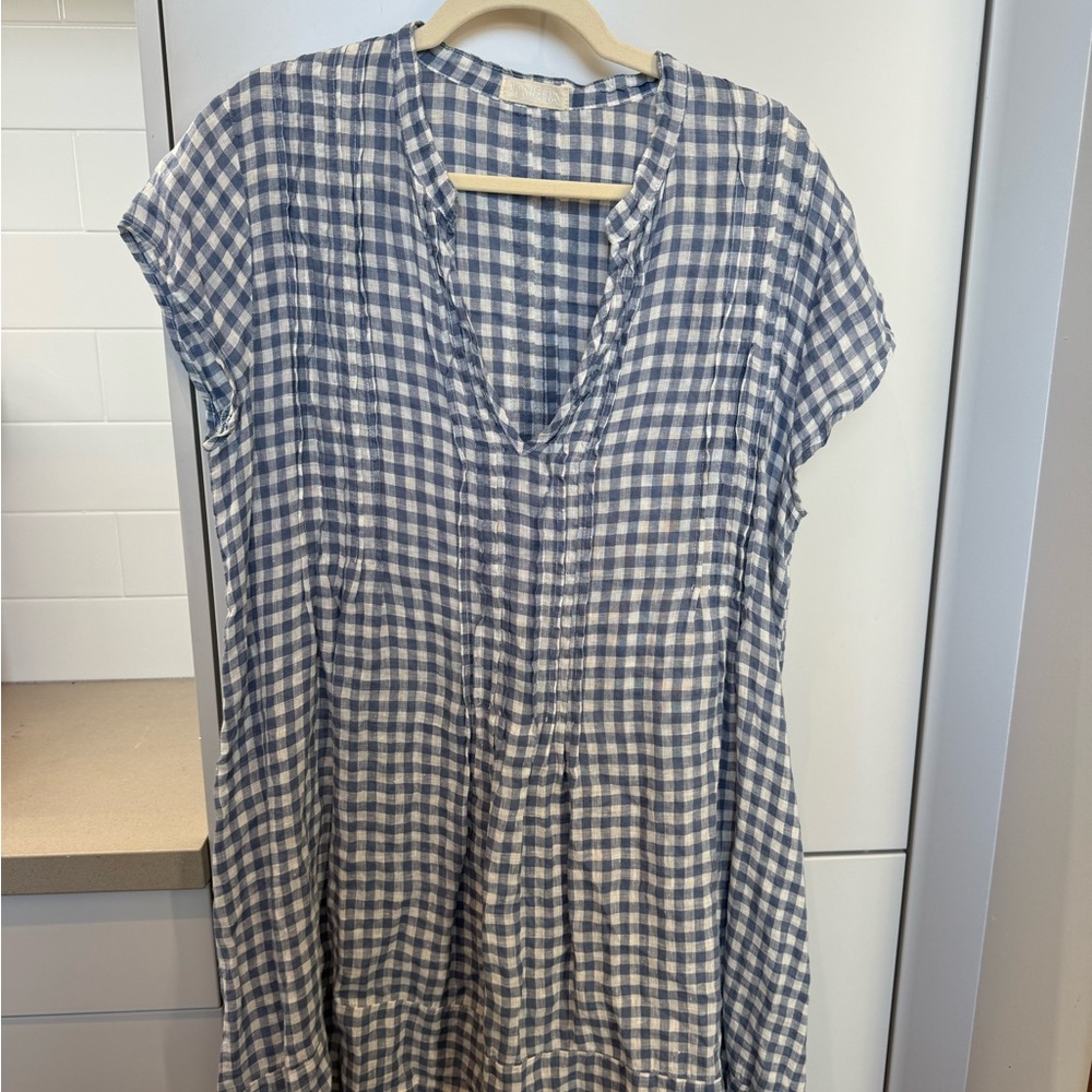 CP Shades Navy and Cream Plaid Dress